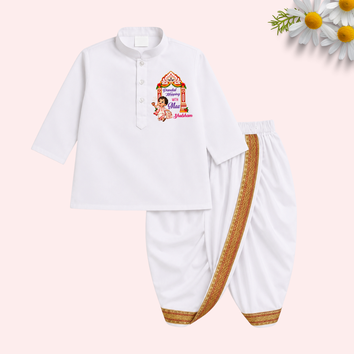 Pandal Hopping With Maa Dhoti kurta set