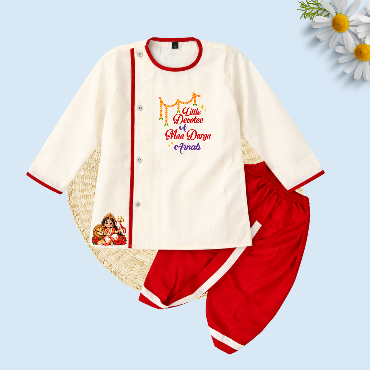 Little Devotee of Maa Durga Dhoti kurta set
