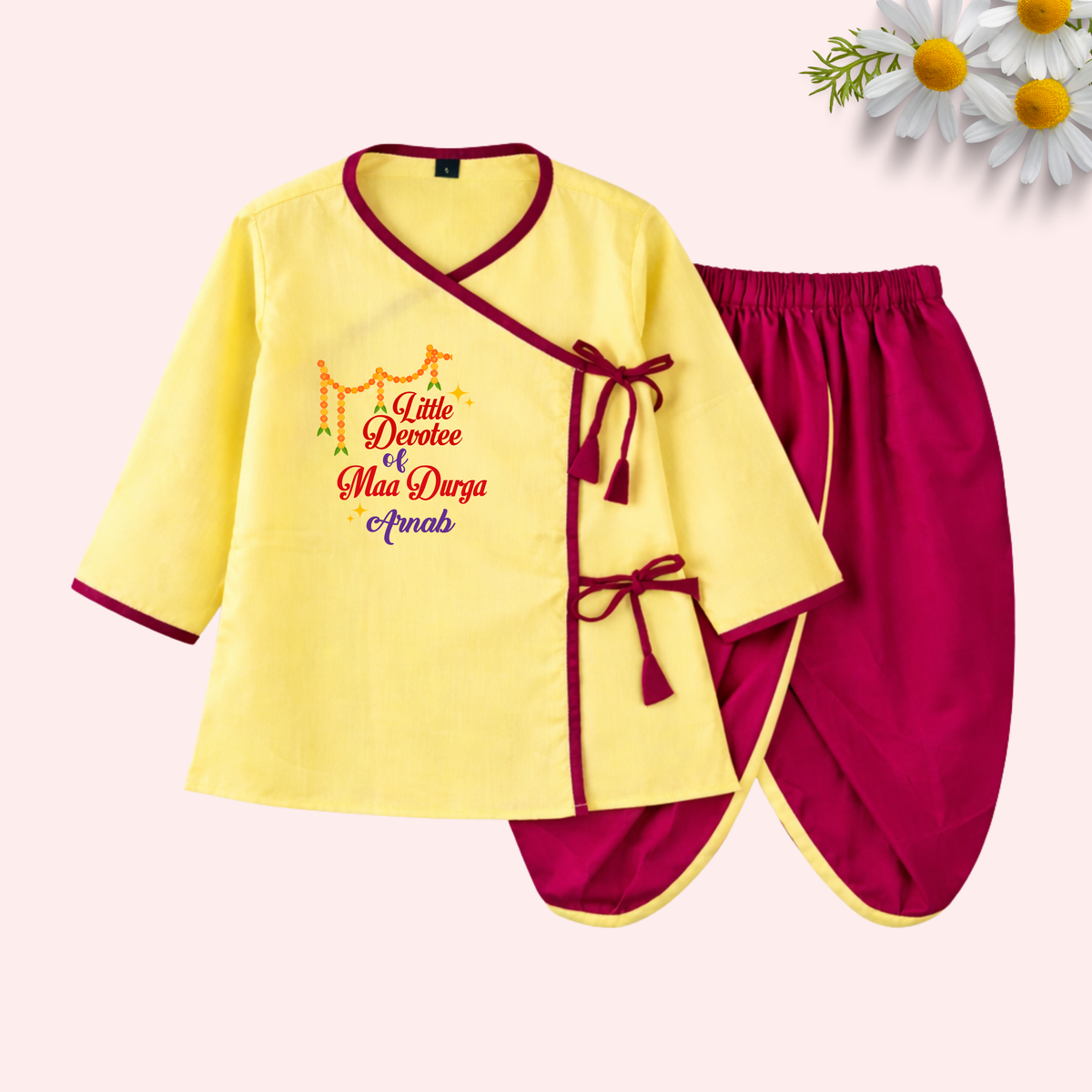 Little Devotee of Maa Durga Dhoti kurta set