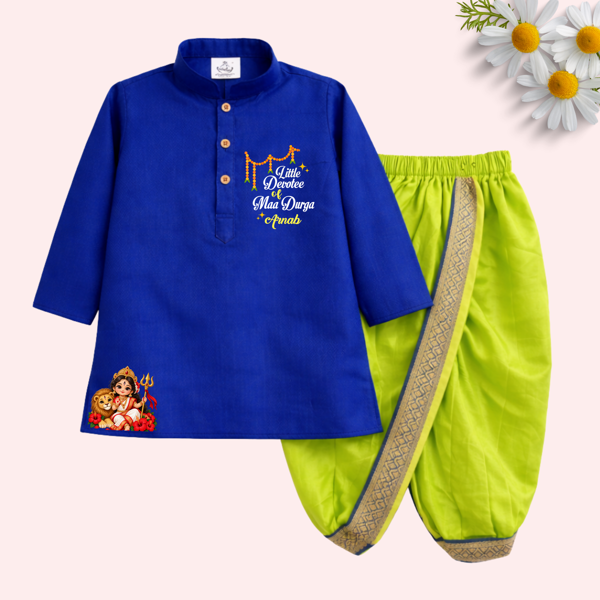 Little Devotee of Maa Durga Dhoti kurta set