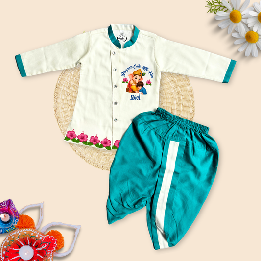 Bappa's Cute Little Fan Dhoti Kurta