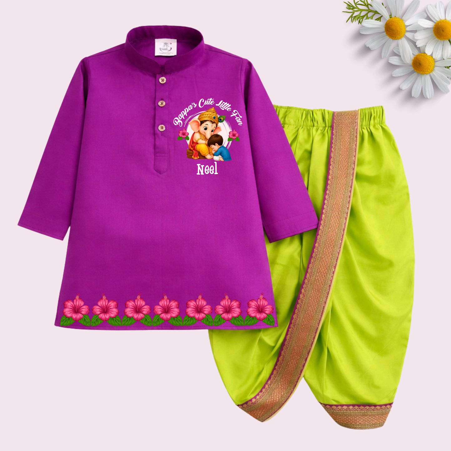 Bappa's Cute Little Fan Dhoti Kurta