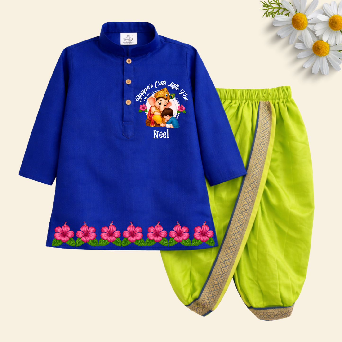 Bappa's Cute Little Fan Dhoti Kurta