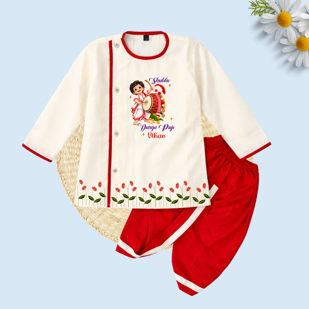 Shubh Durga Pujo Dhoti Kurta Set