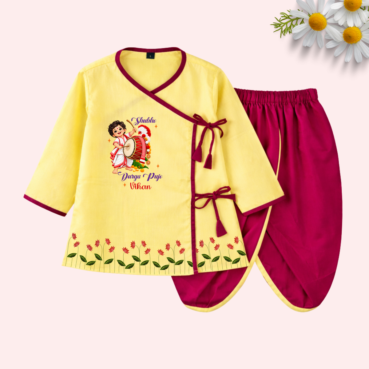 Shubh Durga Pujo Dhoti Kurta Set