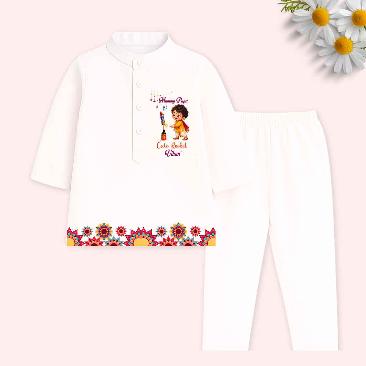 Mummy Papa ka Cute Rocket Kurta set