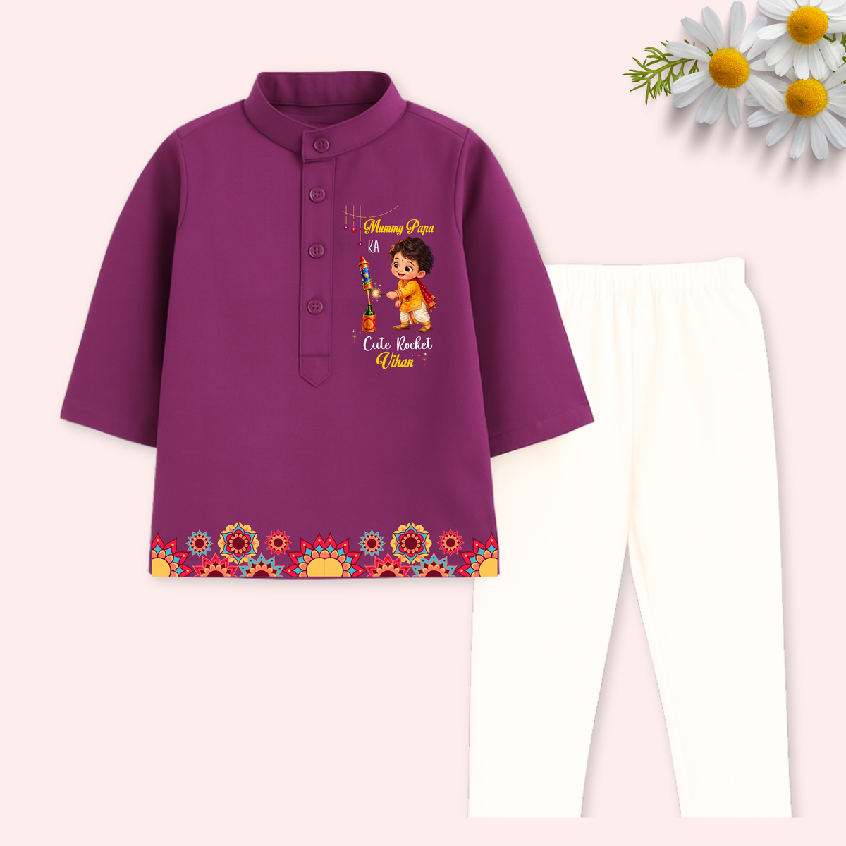 Mummy Papa ka Cute Rocket Kurta set