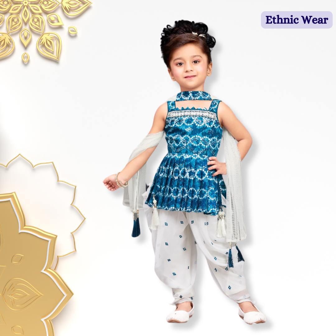 Dhoti Kurta Set with Dupatta (Girls)