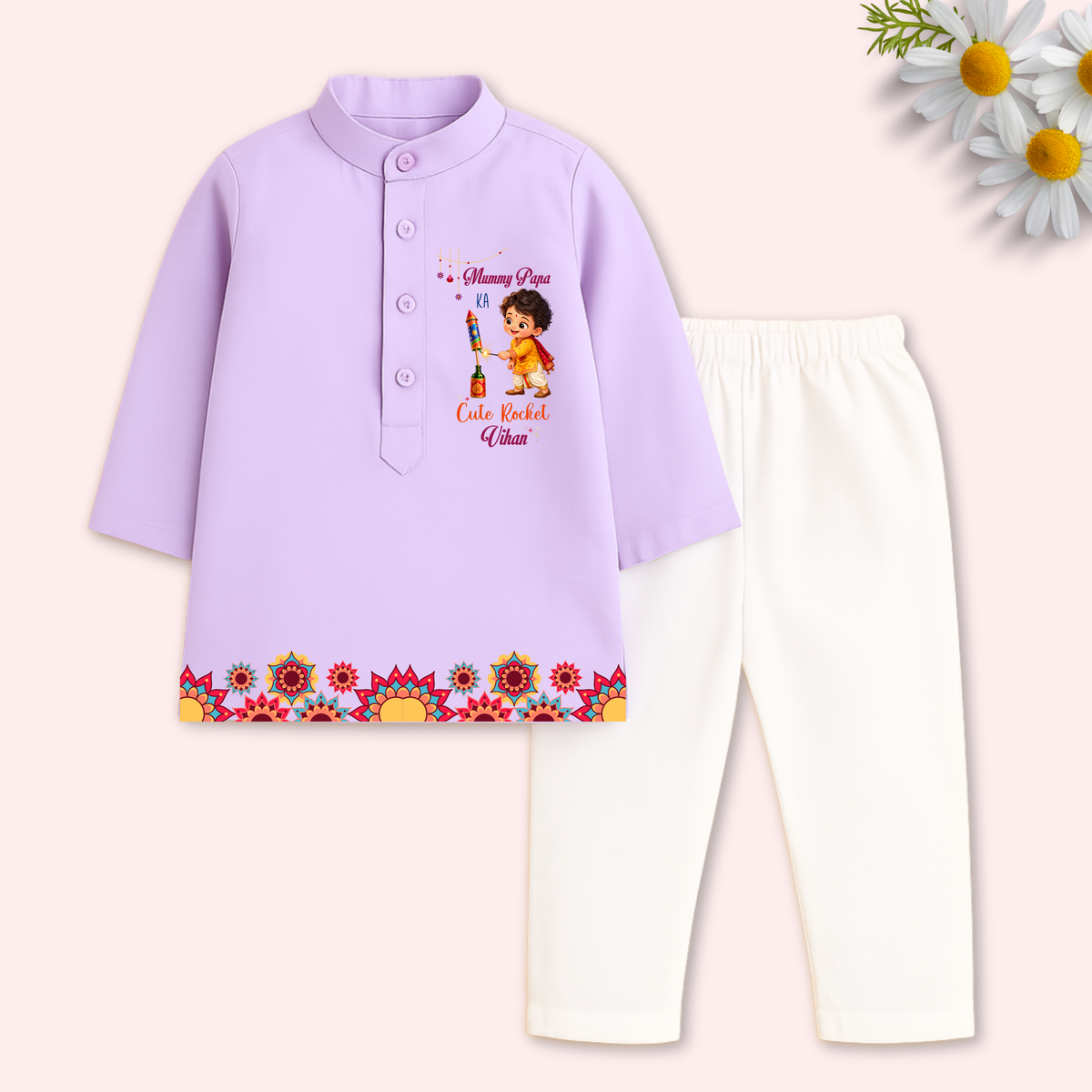 Mummy Papa ka Cute Rocket Kurta set