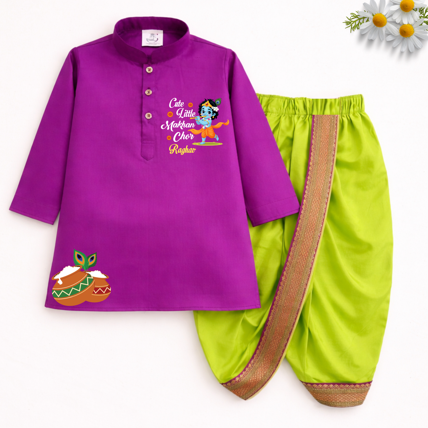 Cute little Makhan chor Dhoti Kurta