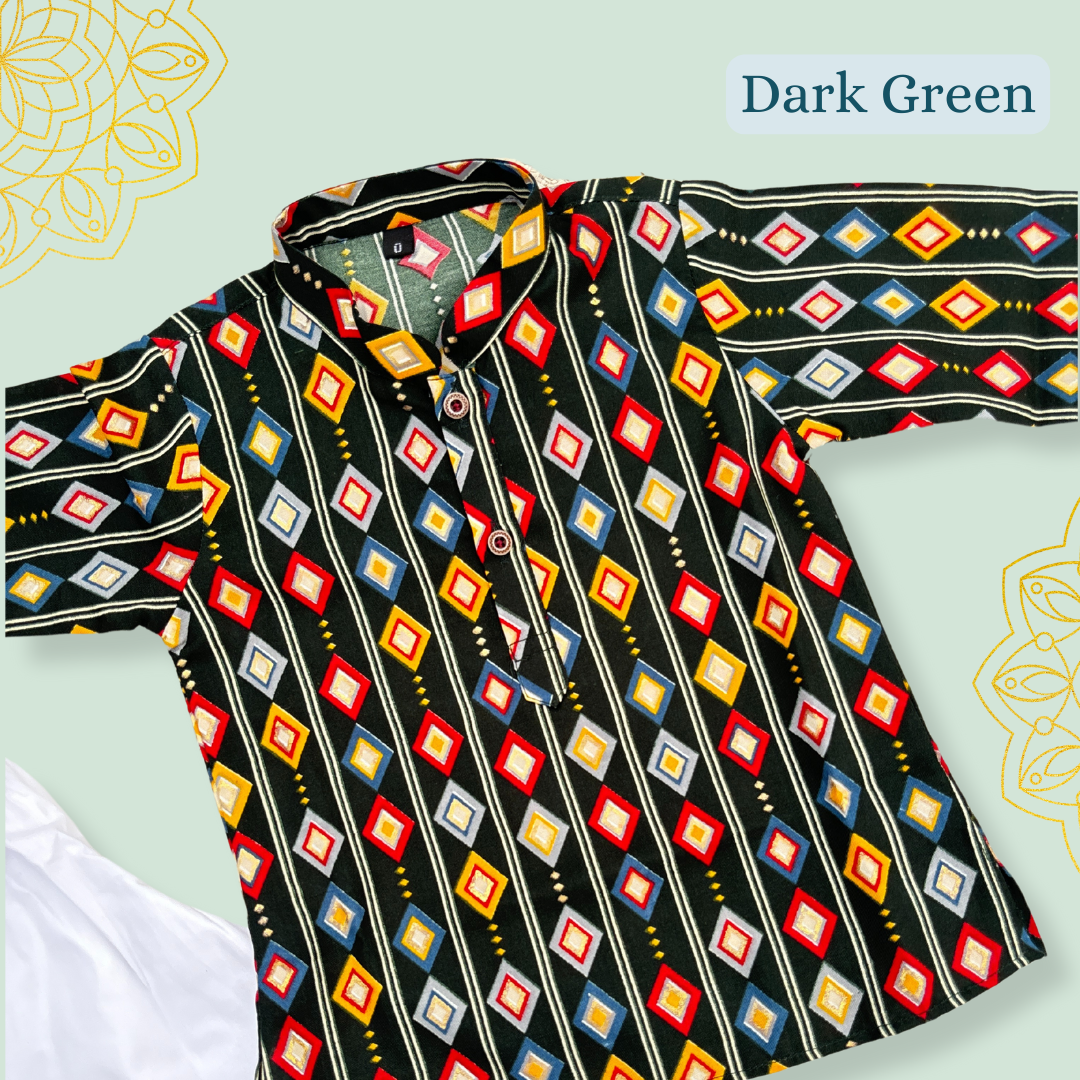 Green Diamond Printed Kurta Set