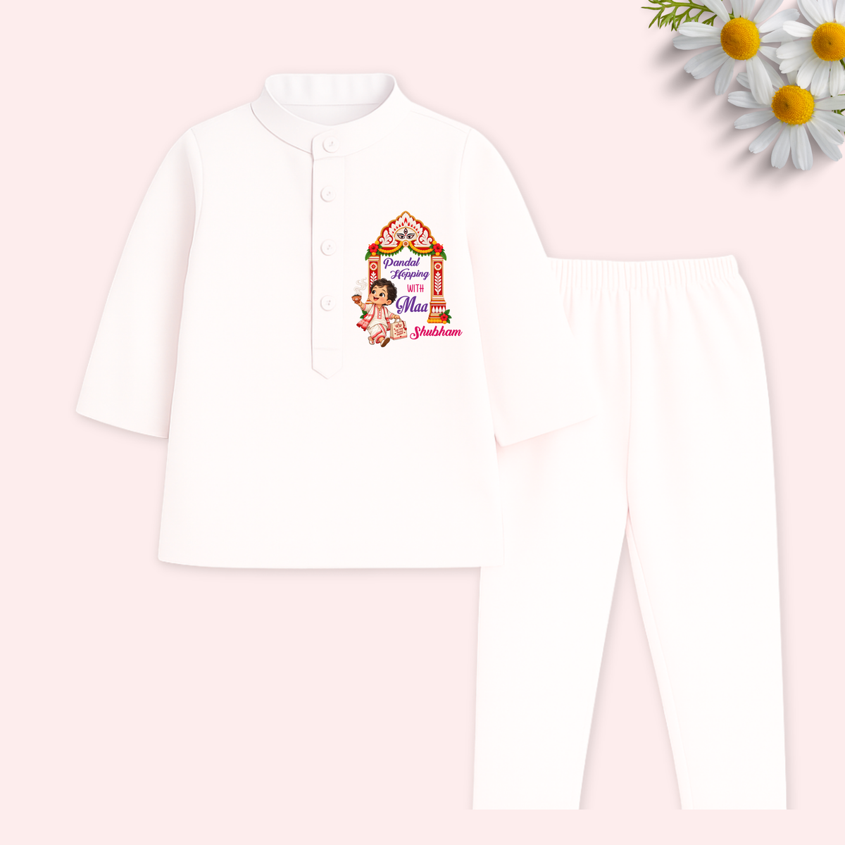 Pandal Hopping With Maa kurta set