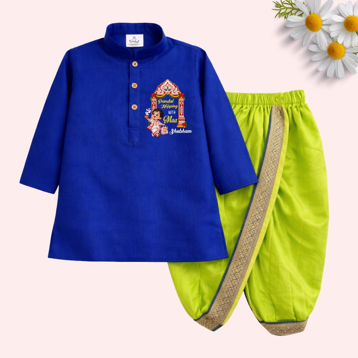 Pandal Hopping With Maa Dhoti kurta set