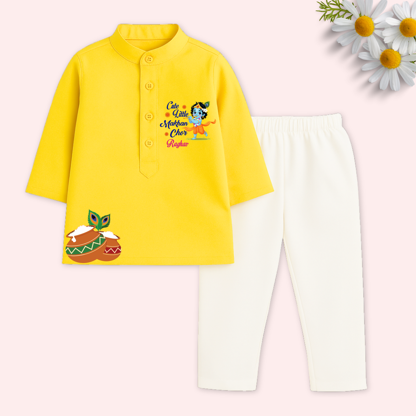 Cute little Makhan Chor Kurta set