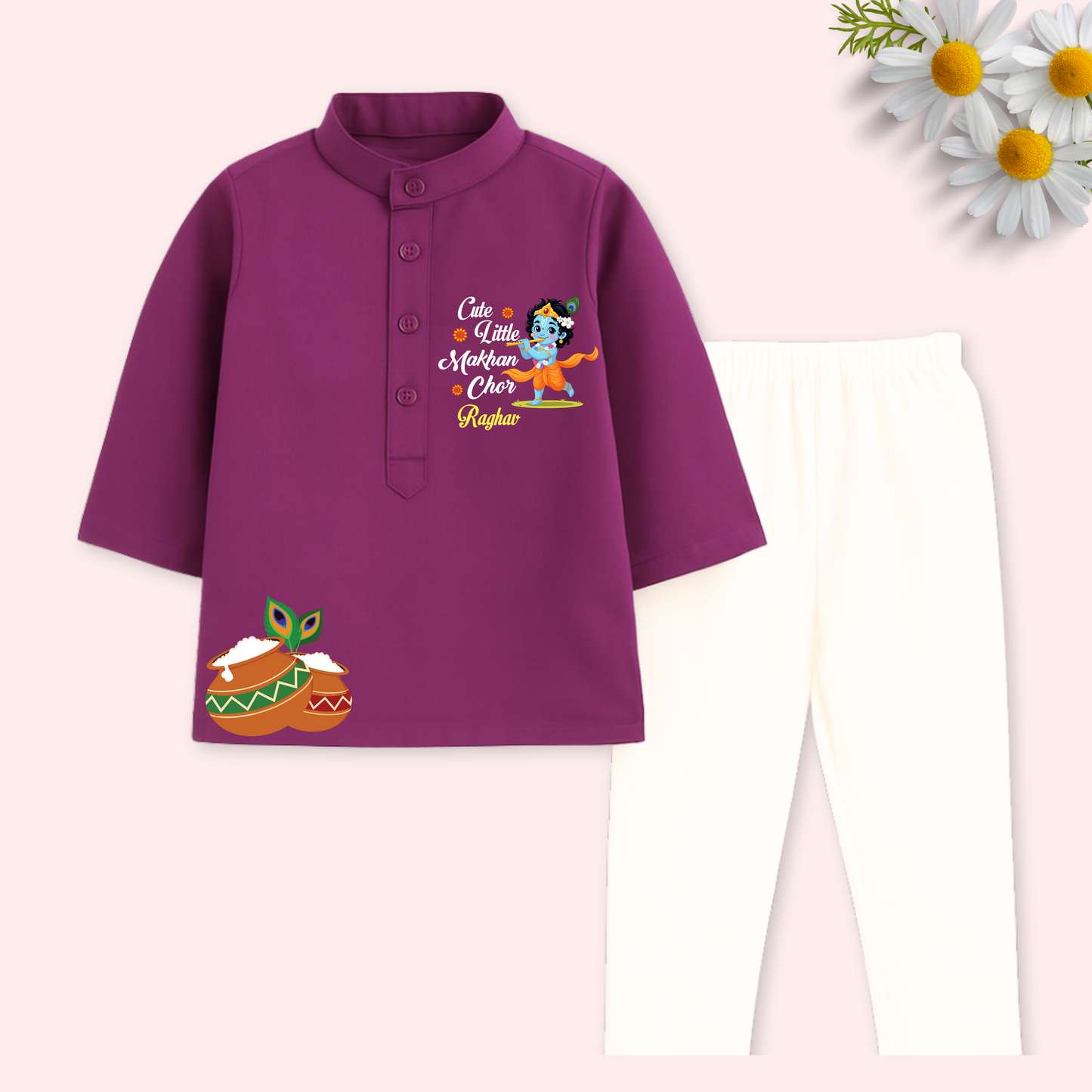 Cute little Makhan Chor Kurta set
