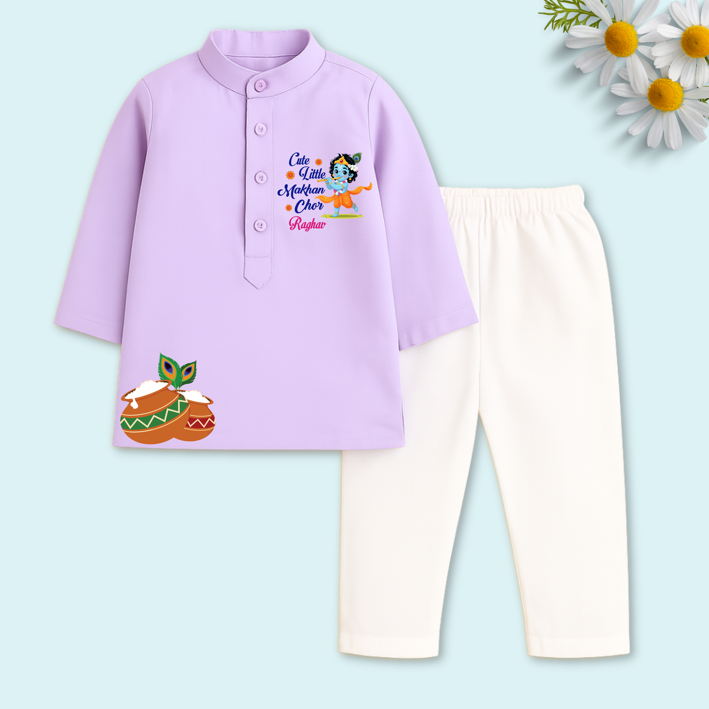 Cute little Makhan Chor Kurta set