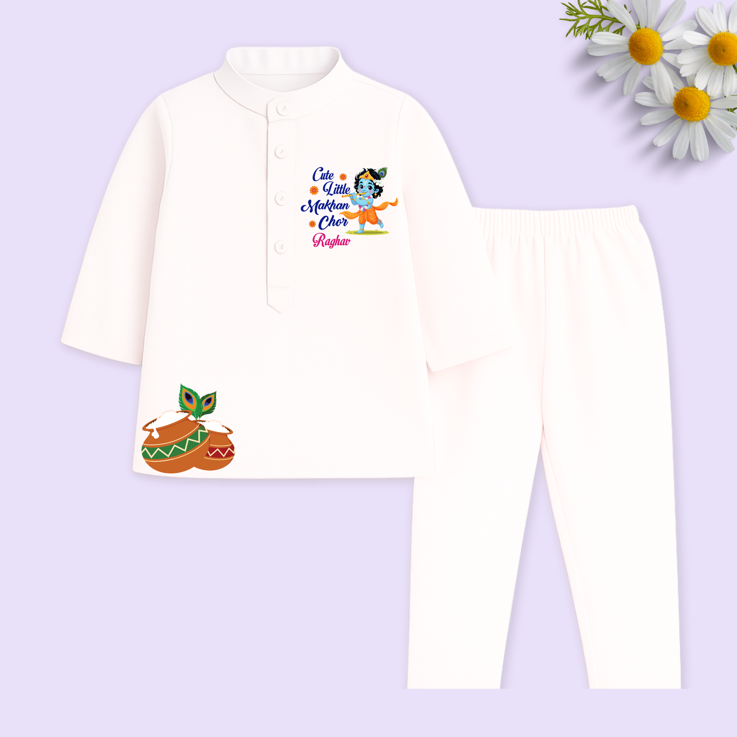 Cute little Makhan Chor Kurta set