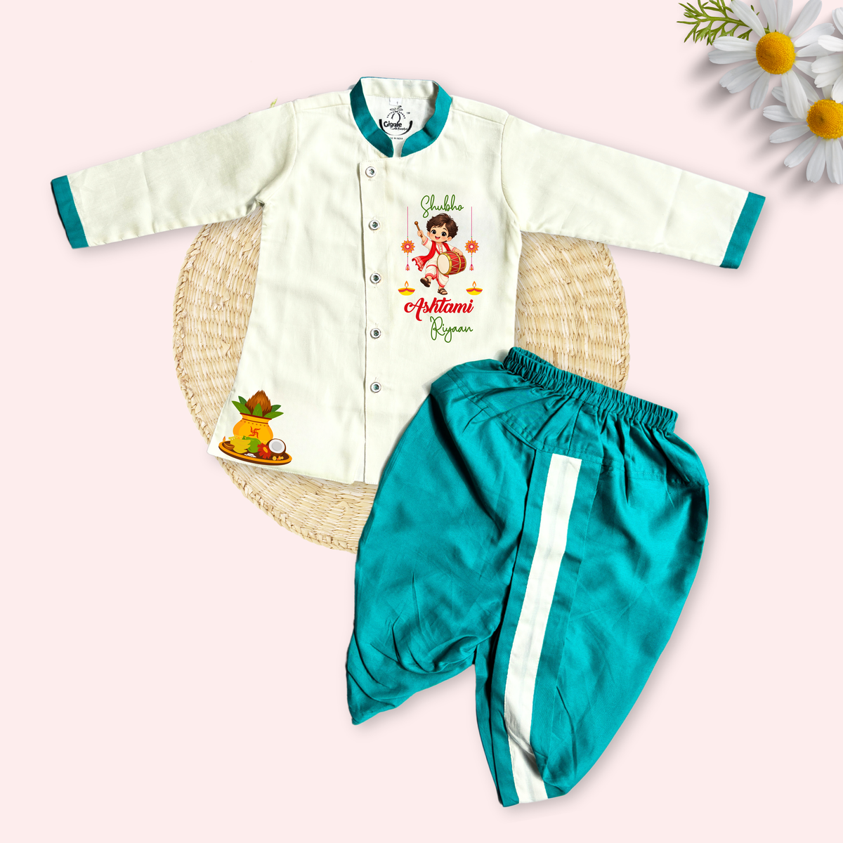 Shubho Ashtami Dhoti kurta set