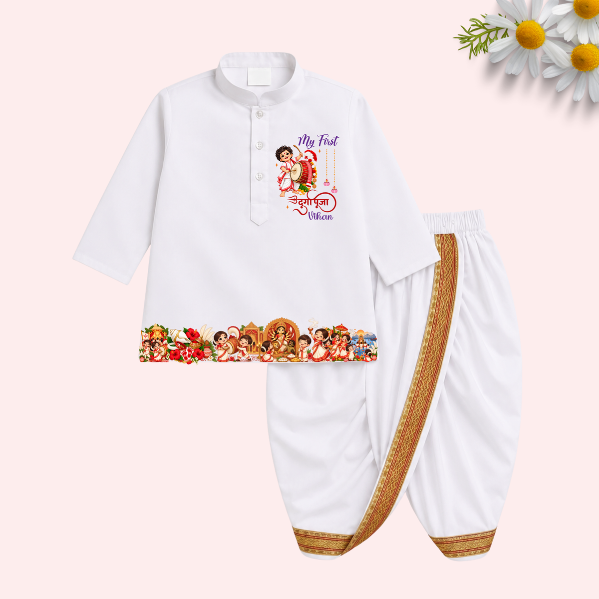 My First Durga Puja Dhoti Kurta