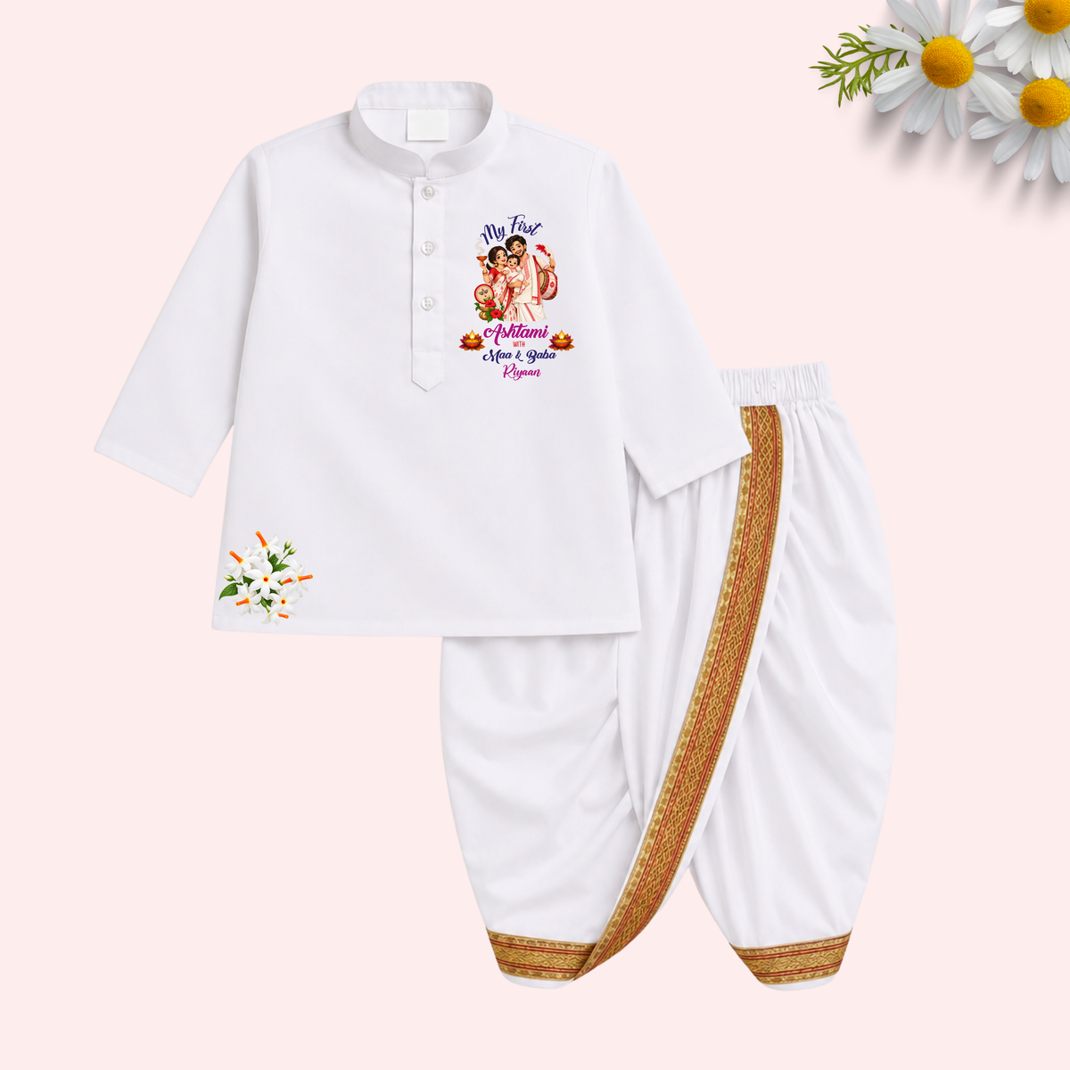 My First Ashtami With Maa & Baba Dhoti Kurta