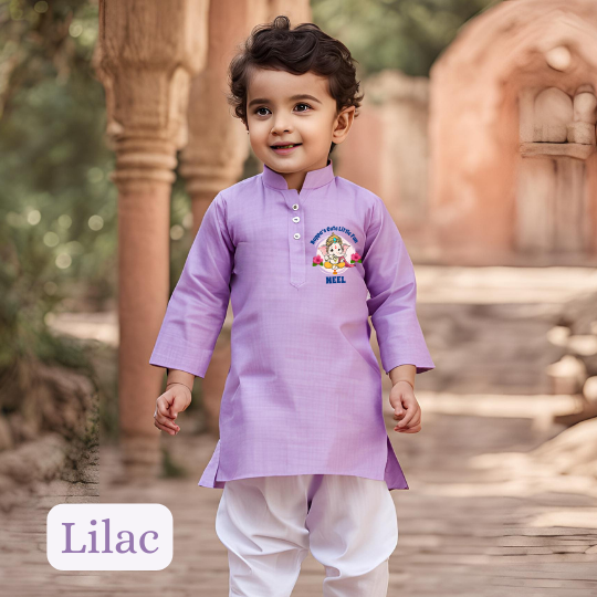 Bappa's Cute Little Fan Kurta Set