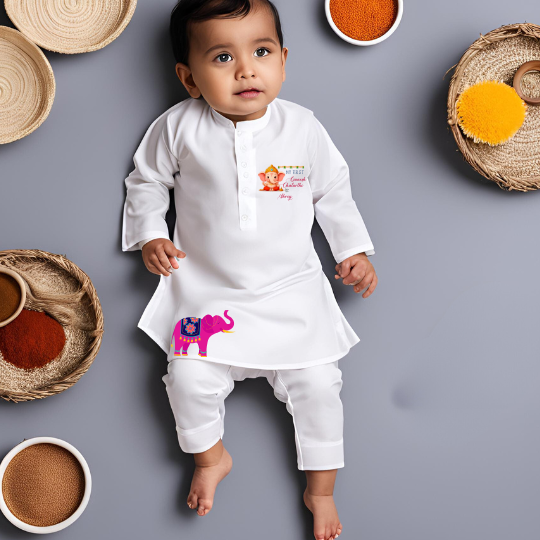 My first Ganesh Chaturthi Kurta Set