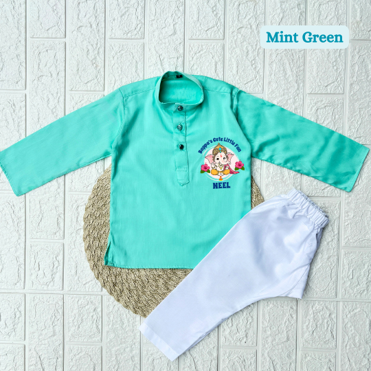 Bappa's Cute Little Fan Kurta Set