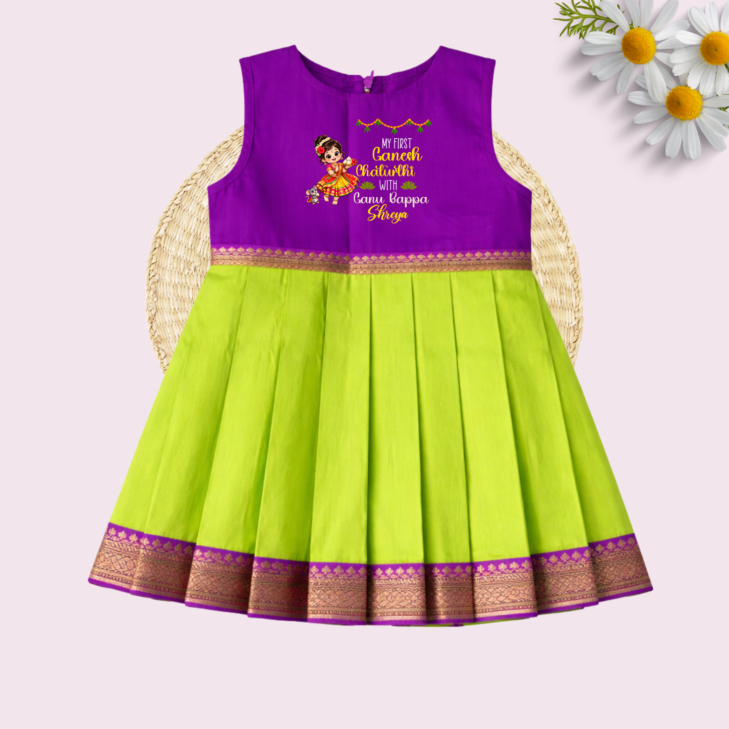 My First Ganesh Chartuthi with Ganu Bappa Frock